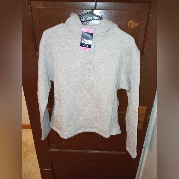 Lands' End Tops - NWT Lands' End Gray Quilted Half Button Up Pullover S
